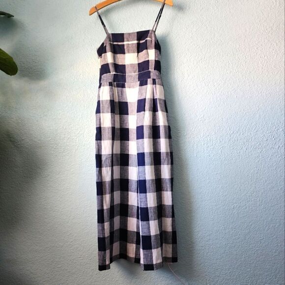 J crew gingham spaghetti straps with pockets crop coastal jumpsuit - Picture 2 of 16